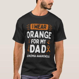 Dad Leukemia Awareness Papa Warrior Orange Ribbon T-Shirt
