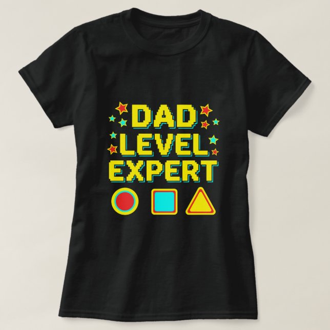 Dad Level Expert Retro Gamer Dad Shirt (Design Front)