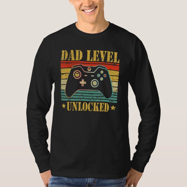 Dad Level Unlocked 2023 Gamer Pregnancy Soon To Be T-Shirt (Front)