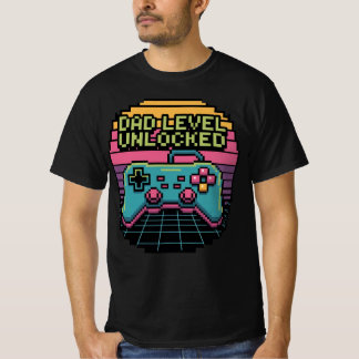 DAD LEVEL UNLOCKED – Classic Pixel Gamer Edition T-Shirt