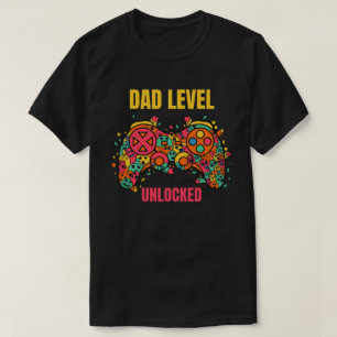 Dad Level Unlocked Colorful Game Controller T-Shirt