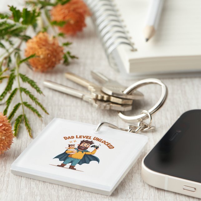 🎮 Dad Level Unlocked – Funny Gamer Dad Father’s D Keychain (Front Right)