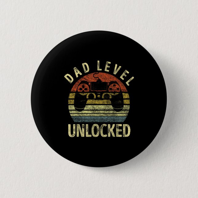 Dad Level Unlocked, Gaming Dad Video Gamer Dad, Fu Button (Front)