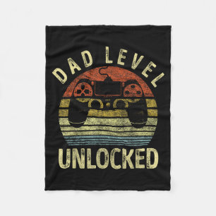 Dad Level Unlocked, Gaming Dad Video Gamer Dad, Fu Fleece Blanket