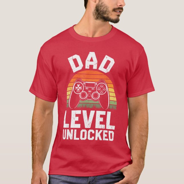 Dad Level Unlocked Men New Dad Pregnancy Announcem T-Shirt (Front)