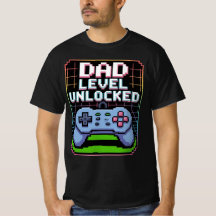DAD LEVEL UNLOCKED – Neon Power-Up Pixel Tee