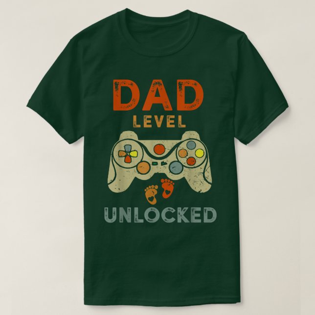 Dad Level Unlocked New Dad Father Pregnancy Announ T-Shirt (Design Front)