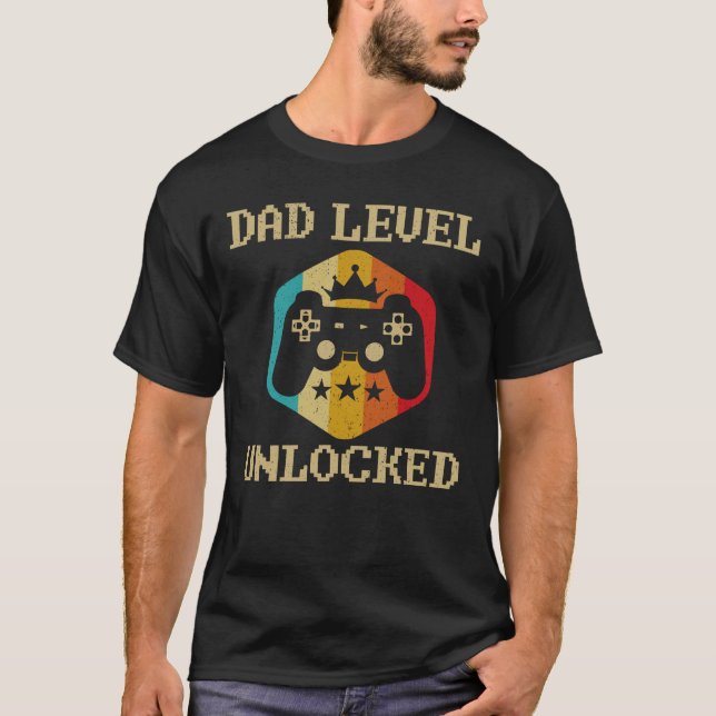 Dad Level Unlocked Pregnancy Announcement T-Shirt (Front)