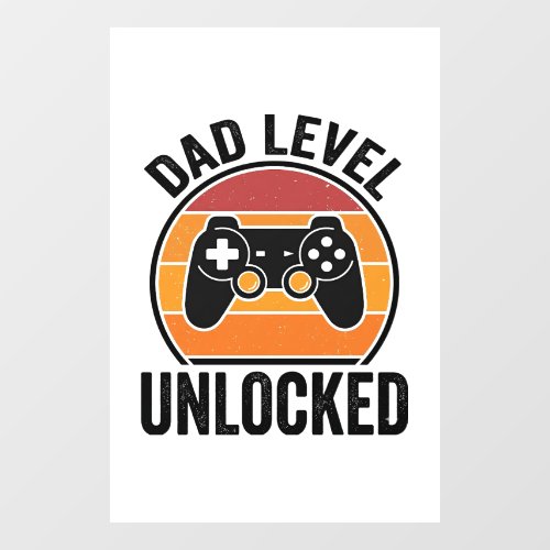 Dad Level Unlocked Vintage Gamer Shirt Design_1 Window Cling