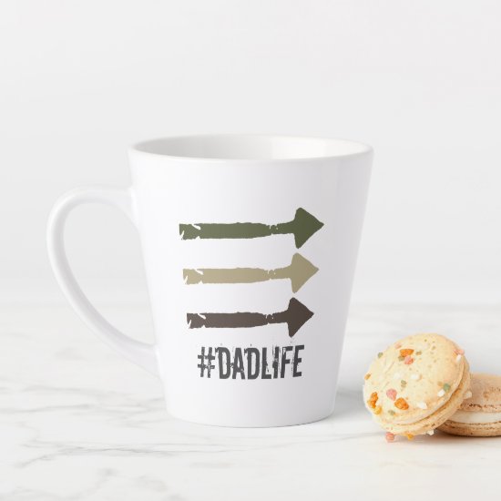 Dad Life Hashtag Cool Distressed Arrows Camouflage Latte Mug