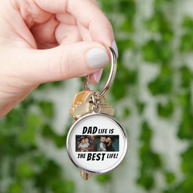 Dad Life is the Best Life 2 Photos Father Keychain (Hand)