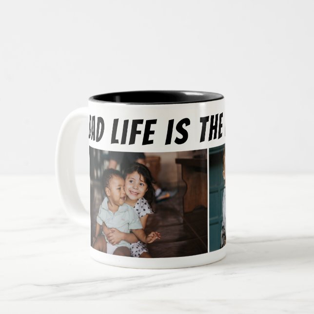 Dad Life is the Best Life 2 Photos Father Two-Tone Coffee Mug (Front Left)