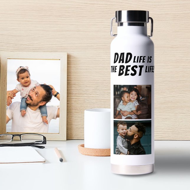 Dad Life is the Best Life 2 Photos Father Water Bottle (Creator Uploaded)