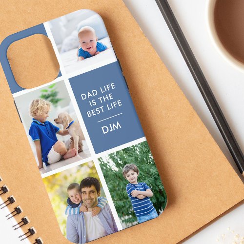 Dad Life is the Best Life 4 Photo Collage Blue iPhone 12 Pro Max Case