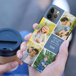 Dad Life is the Best Life 4 Photo Monogram Blue iPhone 11 Pro Max Case