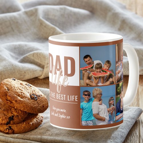 Dad Life is the Best Life 8 Photo Burnt Orange Coffee Mug