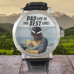 Dad Life is the Best Life Family Photo  Watch<br><div class="desc">Dad Life is the Best Life Family Photo Watch. This personalized watch is the perfect gift for any dad out there who knows that being a dad is the best thing that has ever happened to him. The design features the quote "Dad life is the best life" in bold letters...</div>