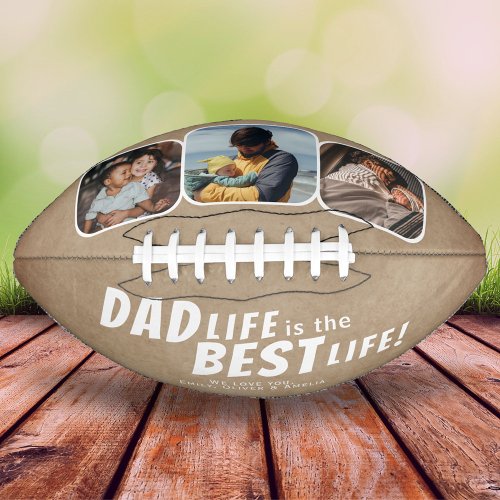 Dad Life is the Best Life Rustic Family 3 Photos Football