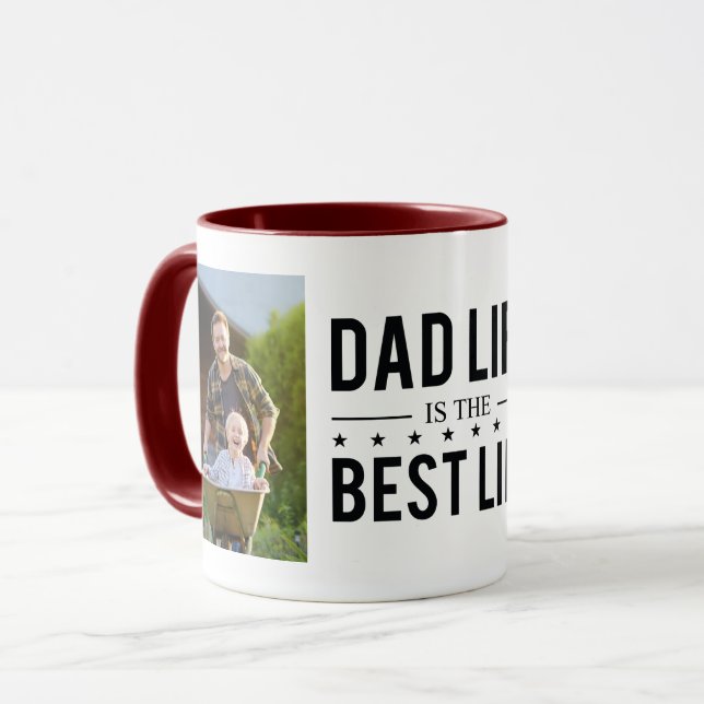 Dad Life Modern Personalized Photo Father's Day Mug (Front Left)