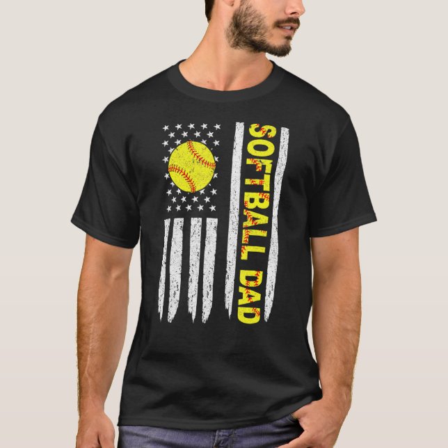 Dad Life Softball Dad Sports Father s Day America  T-Shirt (Front)