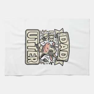 Dad Like No Udder Funny Cow Vintage Vector Design_ Kitchen Towel