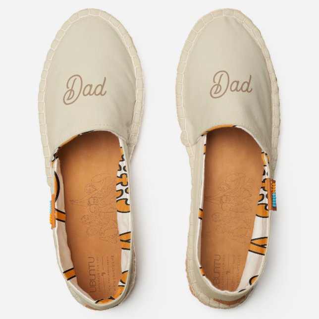 DAD Logo Beige Canvas Slip On Espadrilles (Front)