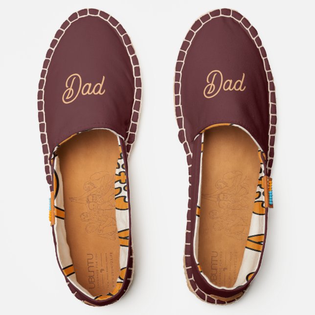 DAD logo Burgundy Canvas Slip On Espadrilles Shoes (Front)