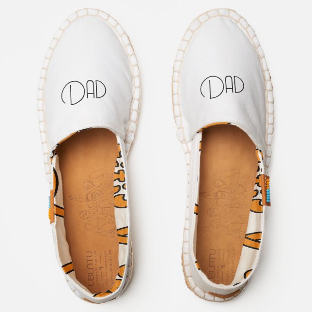 DAD Logo Modern White Canvas Slip On  Espadrilles (Front)