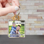 Dad Love You to the Outfield and Back Photo Keychain<br><div class="desc">Photo keychain with fully editable wording and your own photo. The wording currently reads "dad I love you to the outfield & back" - perfect for a baseball dad! but you can keep or edit this as you wish. The design is lettered in modern typography and handwritten script. Please browse...</div>