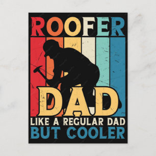 Dad lover fathers day funny roofing worker vintage holiday postcard