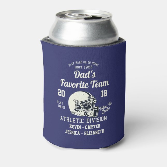 Dad Loves His Football Team Sports Family Can Cooler (Can Back)