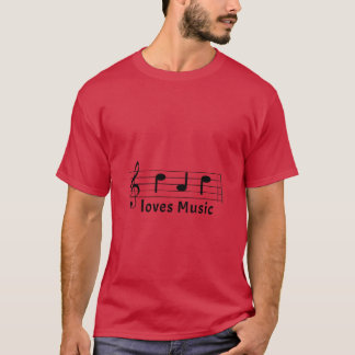 Dad Loves Music In Music Notation Sheet Musician T-Shirt