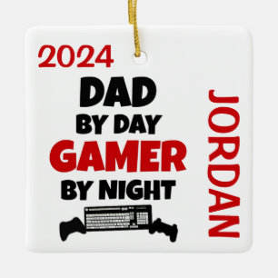 Dad Loves Playing Video Games Ceramic Ornament