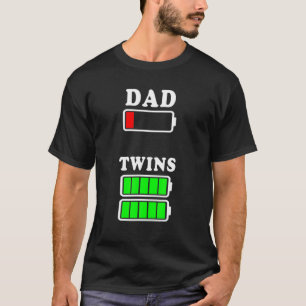Dad Low Battery Twins Full Charge Funny Fathers Da T-Shirt