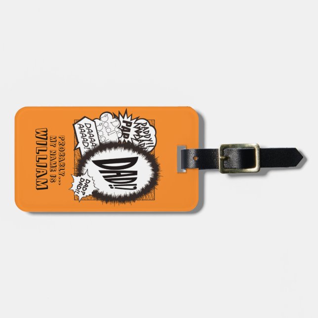 DAD! Luggage Tag. Comic Version travel tag (Front Horizontal)