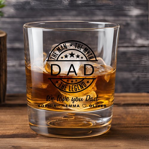 Dad Man Myth Legend Father's Day Whiskey Glass Dad Man Myth Legend Father's Day Whiskey Glass