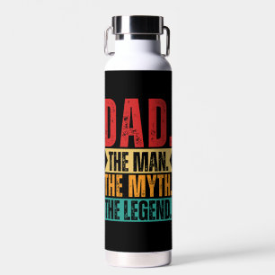 Dad man myth legend funny retro distressed water bottle