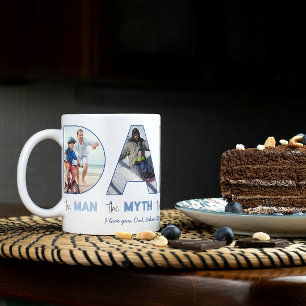 DAD Man Myth Legend Photo Cutout Letters Father's Coffee Mug