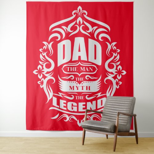 Dad man myth legend red backdrop wall hanging