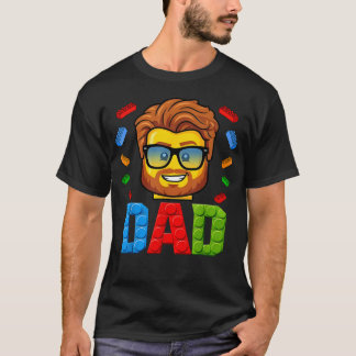 Dad Master Builder Building Bricks Blocks Fathers T-Shirt