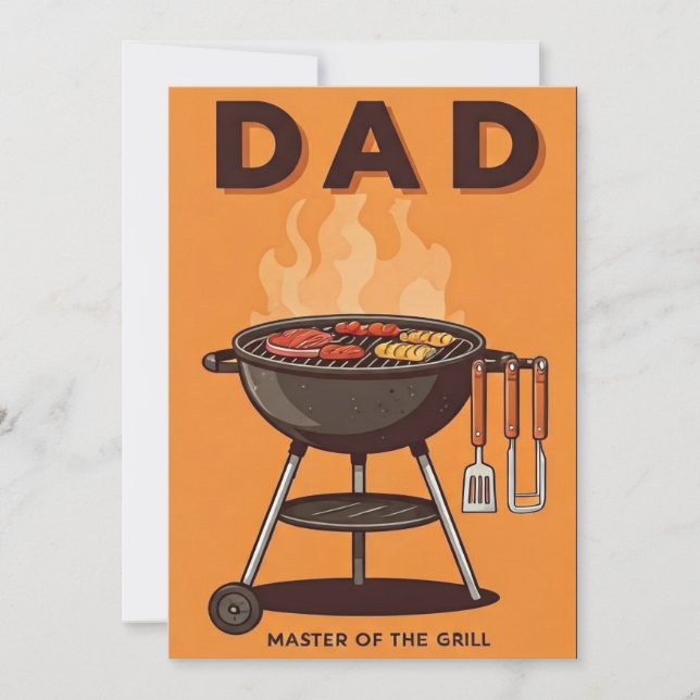 Dad Master of the Grill BBQ Father's Day Card  (Front)
