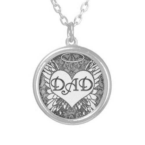 Dad Memorial  Angel Wings Silver Plated Necklace