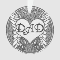 Dad Memorial with Heart and Angel Wings Ornament