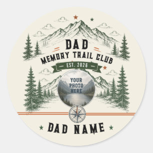 Dad Memory Trail Club   Father’s Day Photo Classic Round Sticker