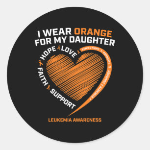 Dad Men I Wear Orange For My Daughter Leukemia Awa Classic Round Sticker