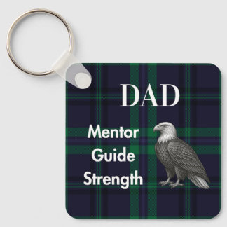 Dad Mentor Guide Strength & Heart Eagle b-g plaid Keychain