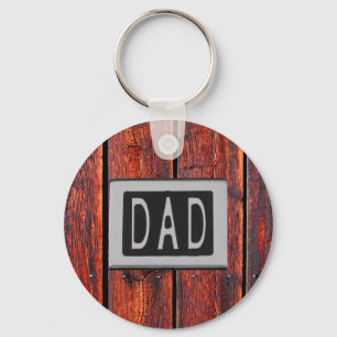 DAD Metal Barn Wood Background Keychain
