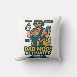 Dad Mode Activated - Gamer Style Parenting Throw Pillow
