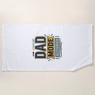 Dad Mode Activated Vintage Engraving Shirt Design Beach Towel