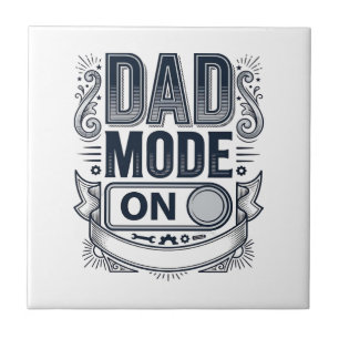 Dad Mode On Vintage Engraving Shirt Design_1 Ceramic Tile